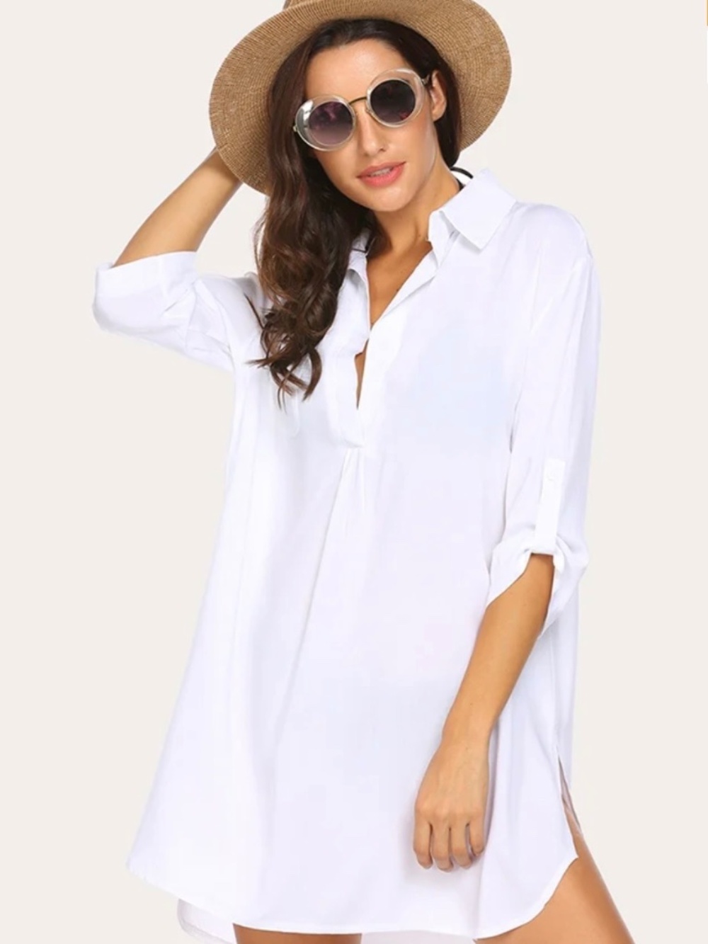 Ekouaer Bikini Cover Up White Size S